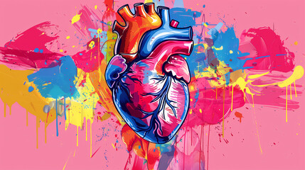 Dibujo de un corazón estilo pop art - obrazy, fototapety, plakaty