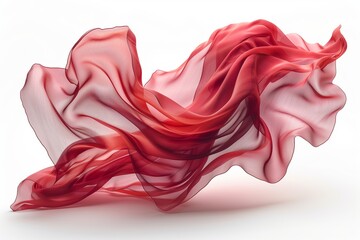 Flowing red translucent fabric artwork - obrazy, fototapety, plakaty