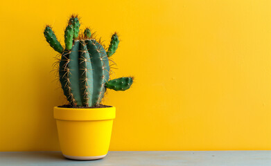 Cactus on Yellow Background	