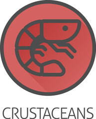 A prawn shrimp crustacean food stylised icon. Possibly an icon for the allergen or allergy or a seafood concept. - 781923962