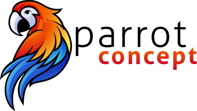 A parrot bird macaw icon mascot concept illustration design