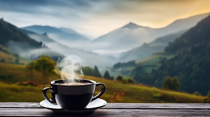 enjoy a cup of hot coffee in the mountains
