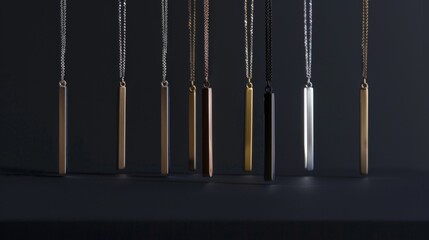 Array of Pendant Necklaces on Dark Background