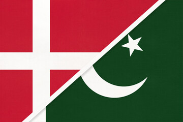 Denmark and Pakistan, symbol of country. Danish vs Pakistani national flags.