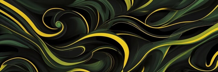 Abstract wallpaper with green and yellow on a black background..Ai generative