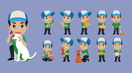 Illustration of people with pets