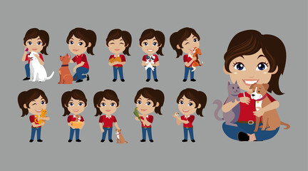 Illustration of people with pets