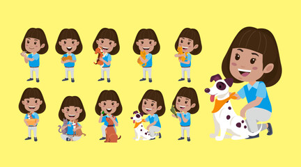 Illustration of people with pets