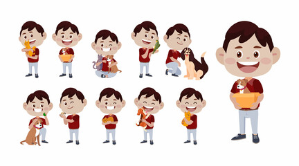 Illustration of people with pets