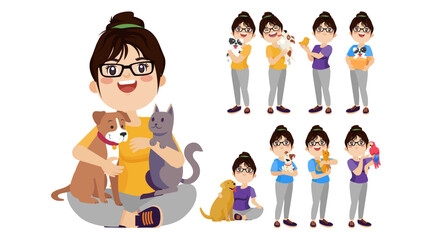 Illustration of people with pets