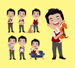 Illustration of people with pets