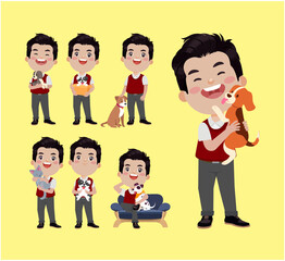Illustration of people with pets