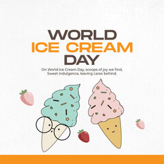 Ice cream cones celebrating World Ice Cream Day