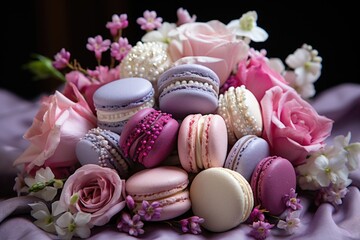 macaron with afternoon tea decorations professional advertising food photography