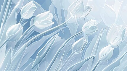 Serene Blue Tulips Illustration - Floral Elegance in Tranquil Hues