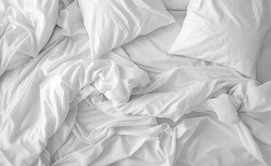 White bedding sheets and pillow.