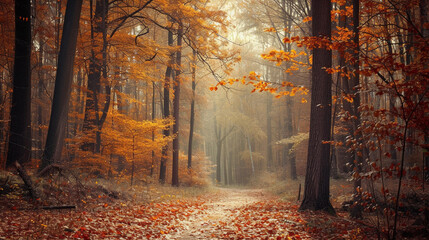 Autumnal Serenity on a Forest Path