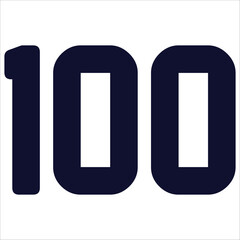 100 Classic Vintage Sport Jersey / Uniform numbers in black with a black outside contour line number on white background for American football, Baseball and Basketball