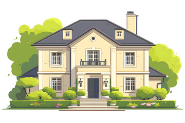 Classic European house isolated on transparent Background. - 781931323