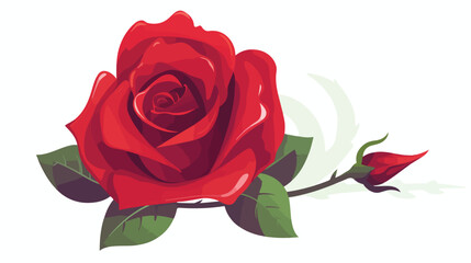Red rose flower love icon element vector 2d flat ca