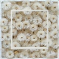 Square Frame Surrounded by White Dandelion Flowers