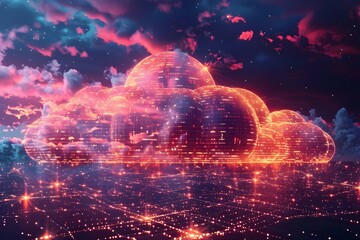 Symphony of the Cloud: A Digital Minimalist Ode to Data Harmony. Concept Data Visualization, Digital Harmony, Minimalist Design, Symphony of Information - obrazy, fototapety, plakaty