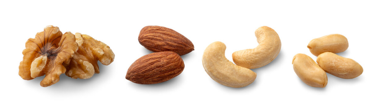 胡桃、アーモンド、カシューナッツ、ピーナッツ