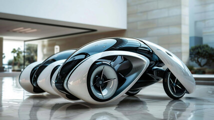 Design a series of futuristic vehicles powered by advanced propulsion systems and adorned with...