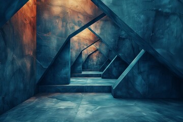 Mysterious abstract geometric corridor