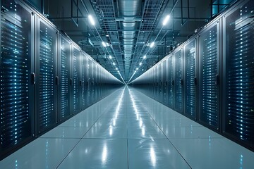 Obraz premium Symphony of Servers: The Heartbeat of Technology. Concept Technology, Servers, Symphonies, Innovation, Infrastructure