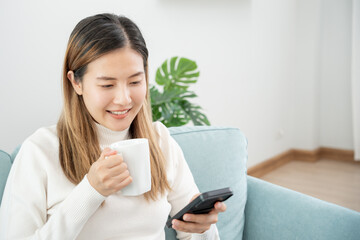 woman using smartphone for online shopping at home. stay home, technology, electronic commerce,...