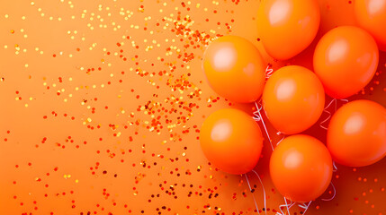 Orange balloons composition background - Celebration design banner - 781934388