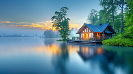 Fototapeta premium Detached house at water.