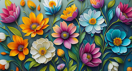 painted beautiful flowers 