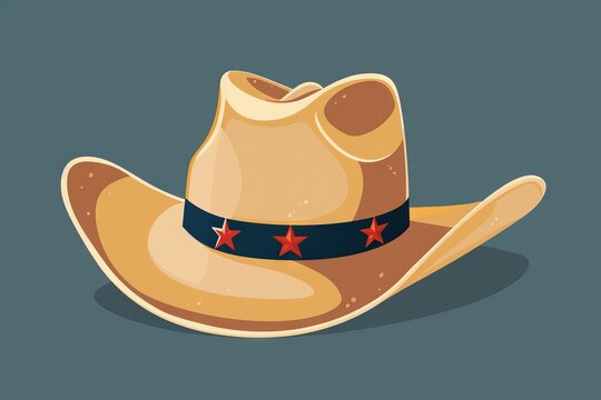 Stylish Cowboy Stetson Hat Flat Icon, Wild West Country Hat, Sheriff Ranger Uniform Headgear