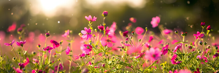 Obraz na płótnie Canvas Blooming Flowers in Field