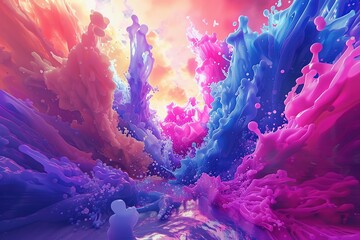 Abstract Colorful Ink Explosions in Water - 781936318