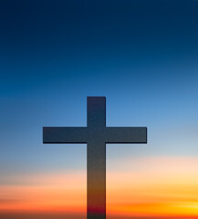 Cross Christian God Religion on Sunset Background, Jesus Church Worship Pray Catholic Grace Christ,...