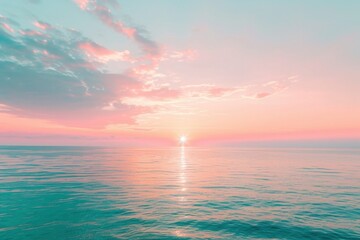 Serene Ocean Sunset with Pastel Skies and Reflective Water