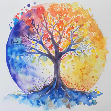 Colorful family tree of life illustration.
