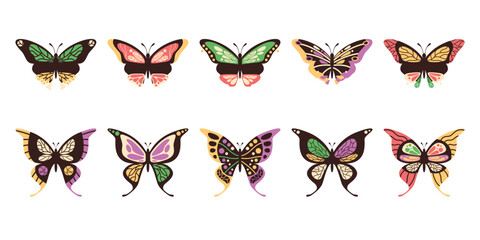 Retro Butterfly Illustration Set
