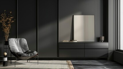 Modern Black Armchair in Minimalist Interior
