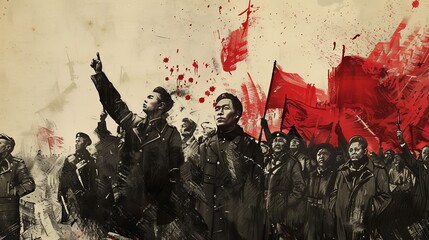 post propaganda communist march - obrazy, fototapety, plakaty