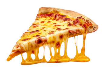 Pizza Slice Dripping with Cheese Isolated on Transparent Background
