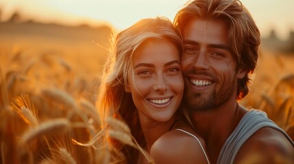 Summer holidays, love, romance and people concept - Close up of a smiling beautiful young couple - Powered by Adobe