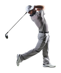 Fototapeta premium Golfer Golf Swing Isolated on Transparent Background 