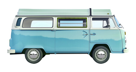 Summer Travel Van Isolated on Transparent Background
