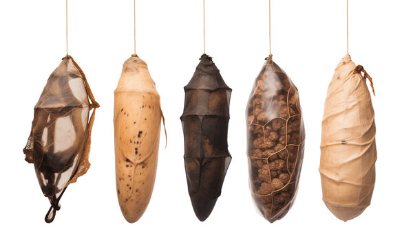Different Cocoon Set Isolated on Transparent Background
