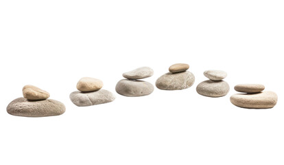 Fototapeta na wymiar Zen path of stones isolated on transparent and white background.PNG image.