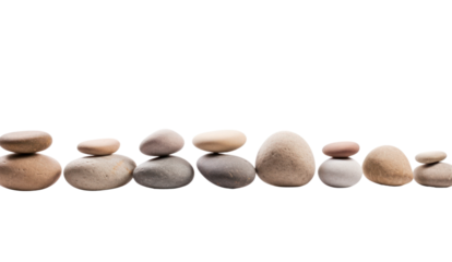 Zen path of stones isolated on transparent and white background.PNG image.